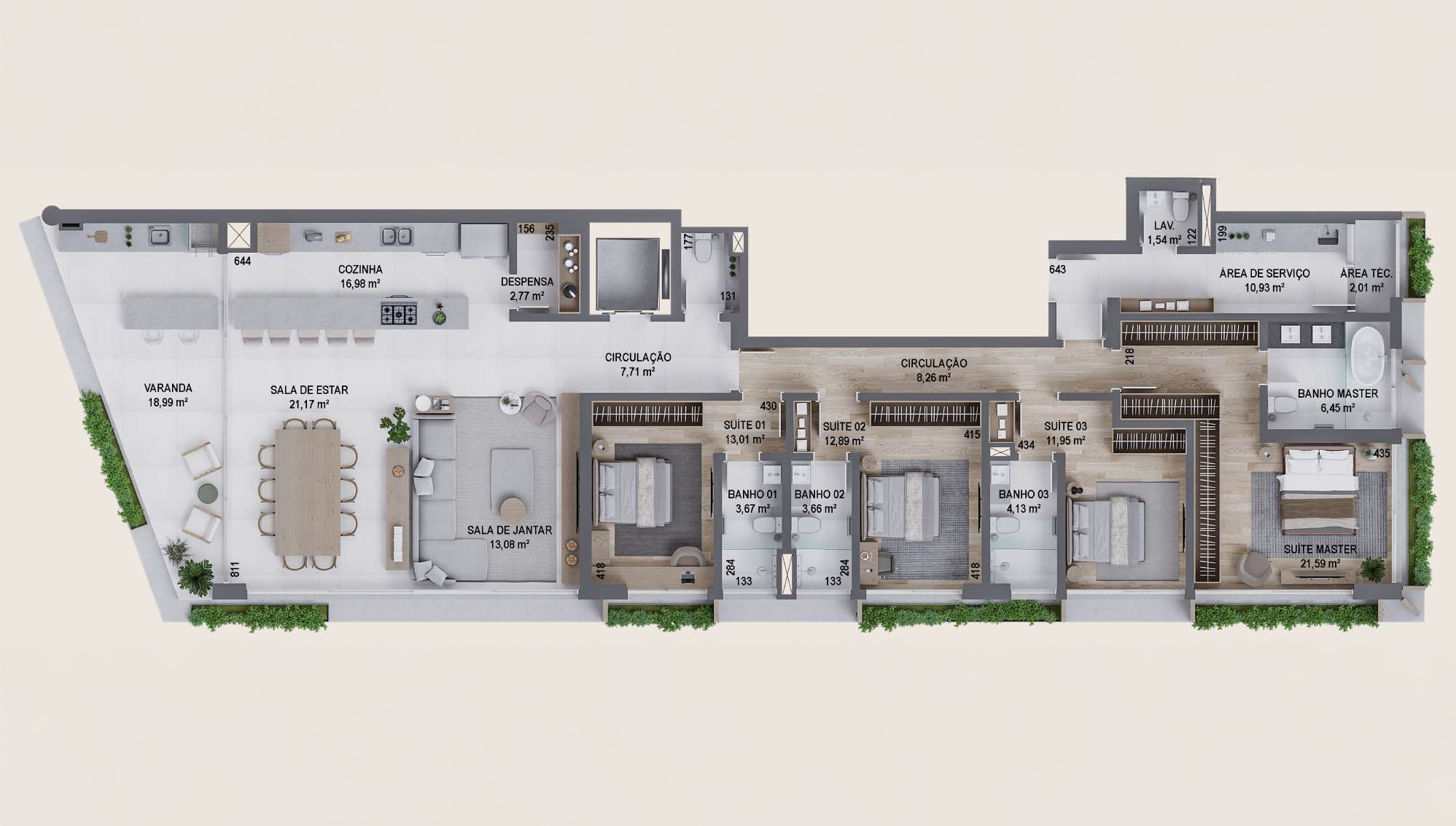 Apartamento com 4 Suítes